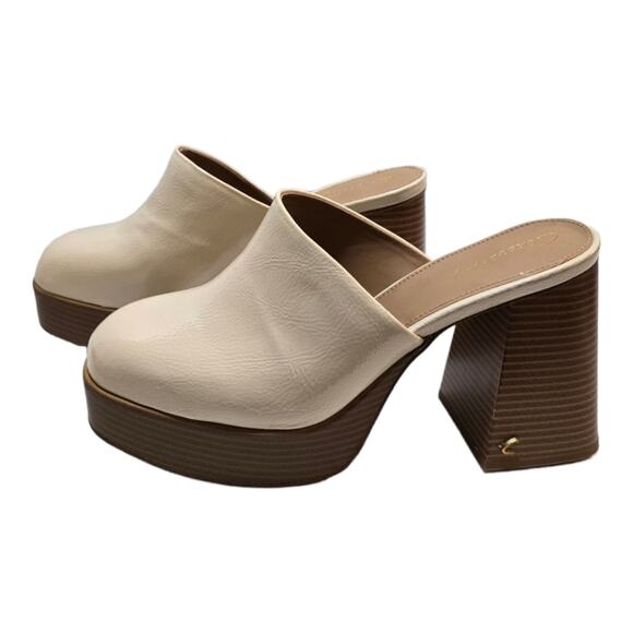 Sam Edelman Circus Chunky Platform 70s Heeled White Clogs New - Picture 5 of 9